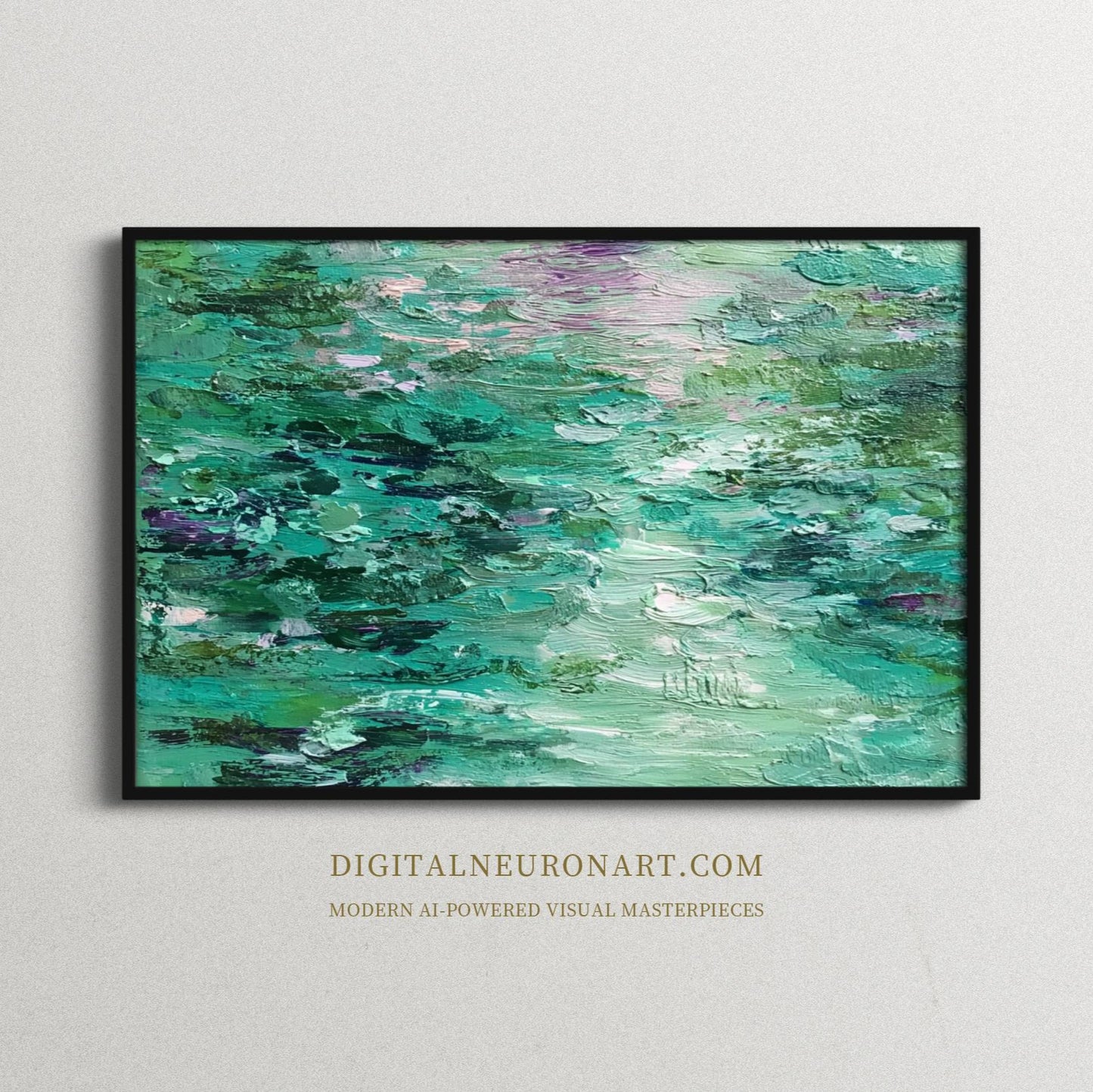 Serenity in Green – Abstract Water Lilies & Gentle Ripples | Digital Download Art Print