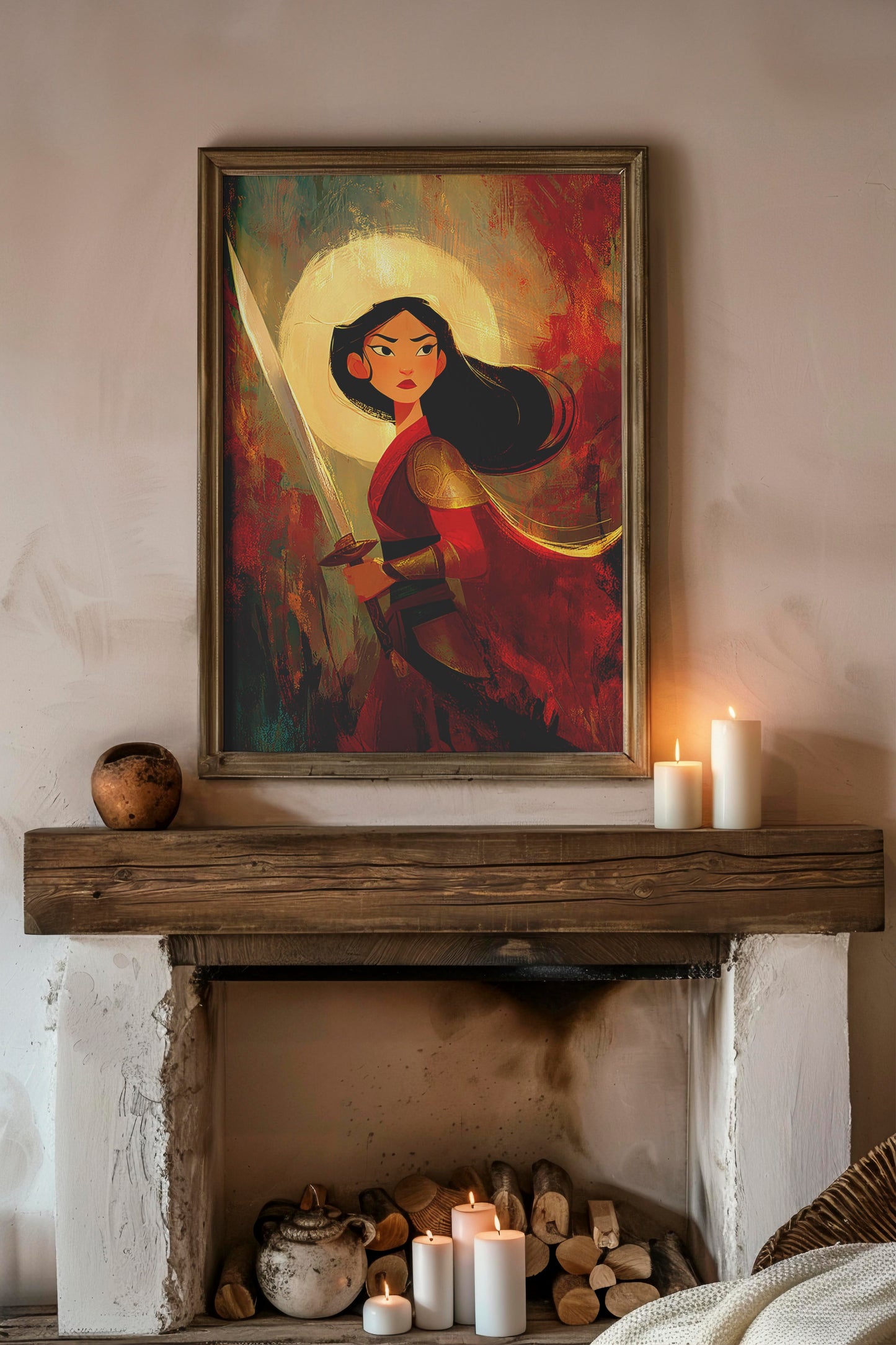 Warrior Spirit – Bold AI Digital Wall Art | Heroic Fantasy Illustration | Instant Download