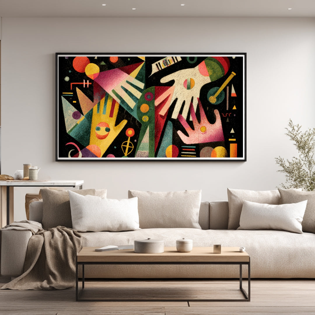 Symphony of Hands – Modern Abstract Geometric Painting with Vibrant Colors | Digital Download Wall Art