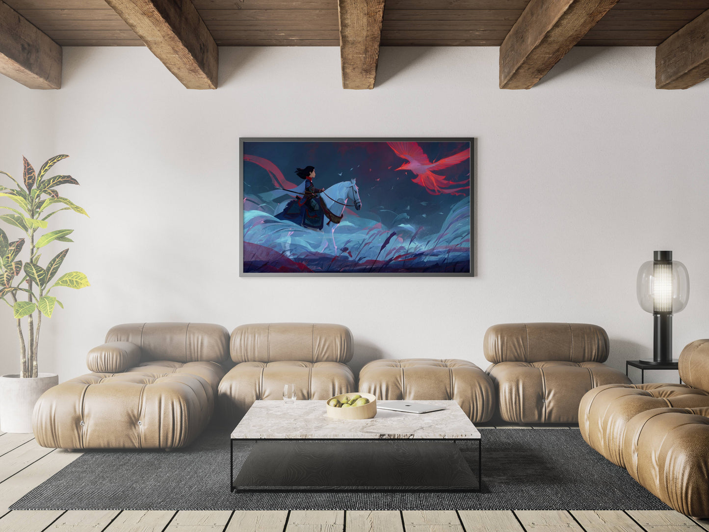 Legendary Phoenix Rider – Modern Digital Fantasy Illustration | Epic AI Wall Art Download