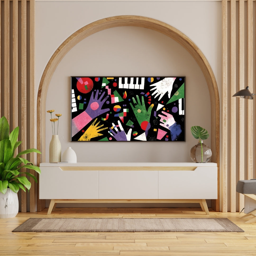 Hands in Harmony – Modern Abstract Musical Painting | Digital Download Wall Art