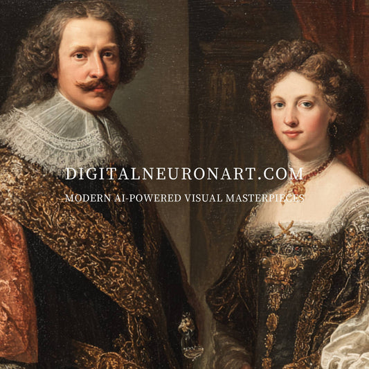 Echoes of Nobility – Baroque Aristocratic Couple Portrait | Digital Download | Printable Wall Art