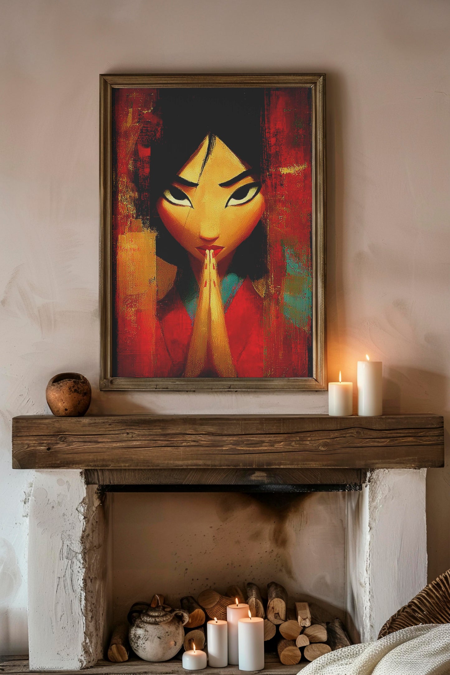 Silent Prayer – Abstract AI Digital Wall Art | Meditative Illustration | Instant Download