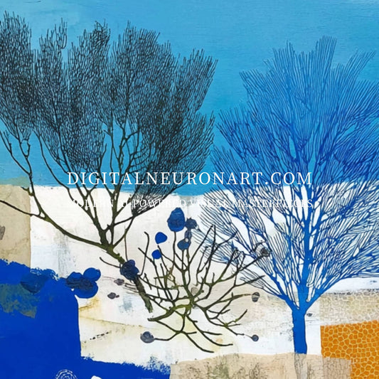 Winter Shoreline Trees – Modern Abstract Landscape Painting | Digital Download Wall Art