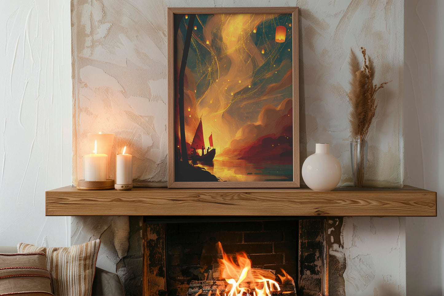 Celestial Drift – Dreamy Digital Wall Art | AI Fantasy Illustration | Instant Download