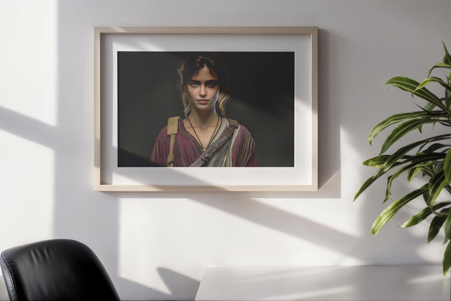 Portrait of Strength – Hyperrealistic Female Warrior Digital Art Print