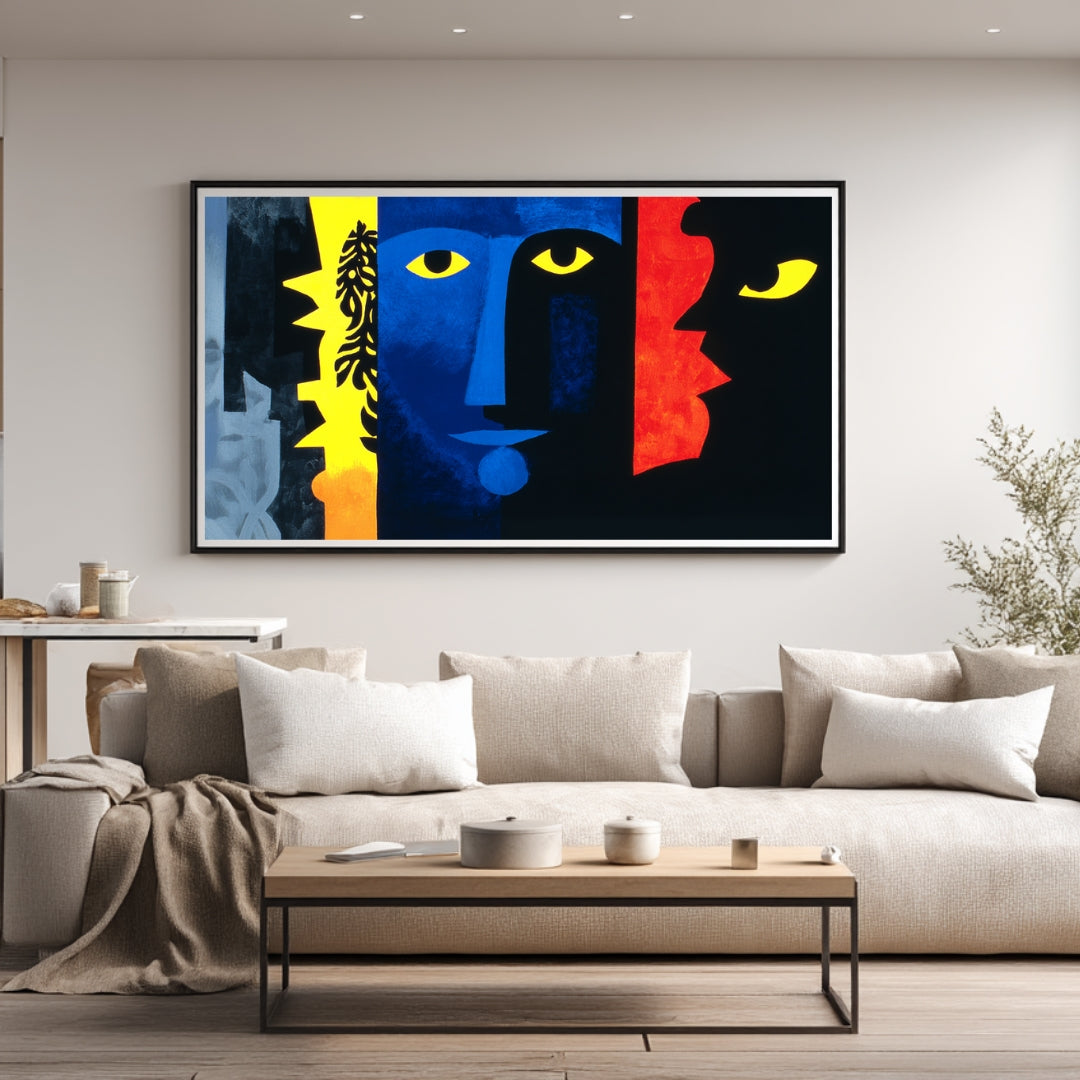 Faces in Contrast – Modern Abstract Expressionist Painting | Digital Download Wall Art