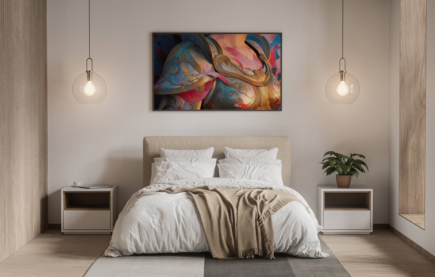 Golden Armor Elegy – Modern Fantasy Surrealist Illustration | Digital Download Wall Art