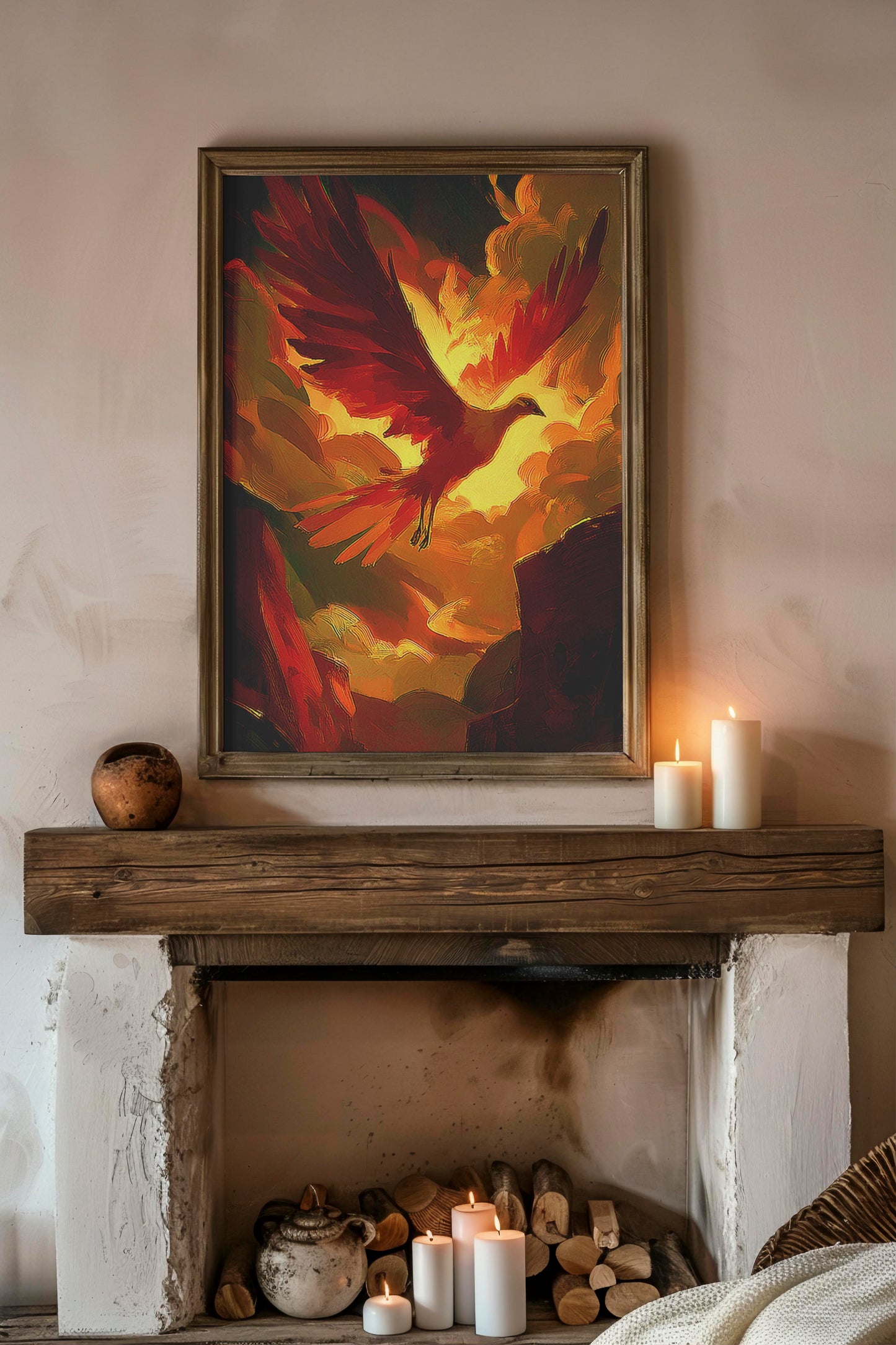 Rise of the Phoenix – Majestic AI Digital Wall Art | Mythical Fantasy Illustration | Instant Download