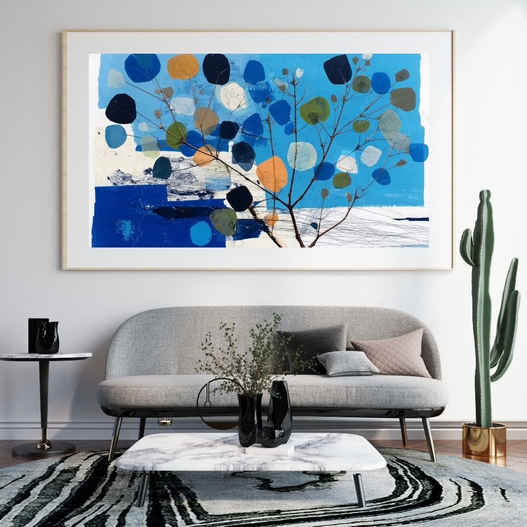 Blue Harmony Tree – Modern Abstract Botanical Painting | Digital Download Wall Art