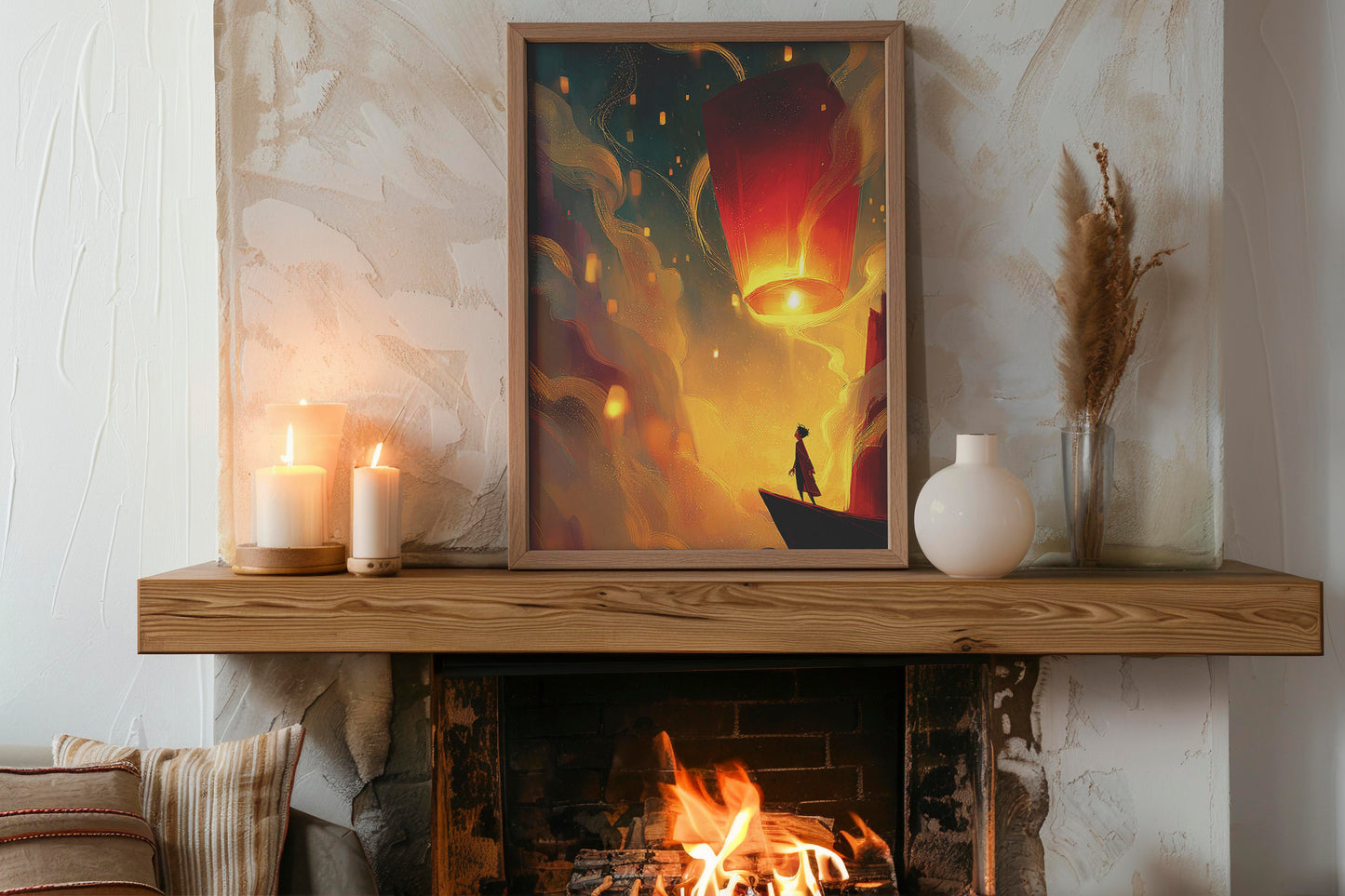 Lantern Dreams – Modern Fantasy Digital Wall Art | AI-Powered Illustration | Digital Download