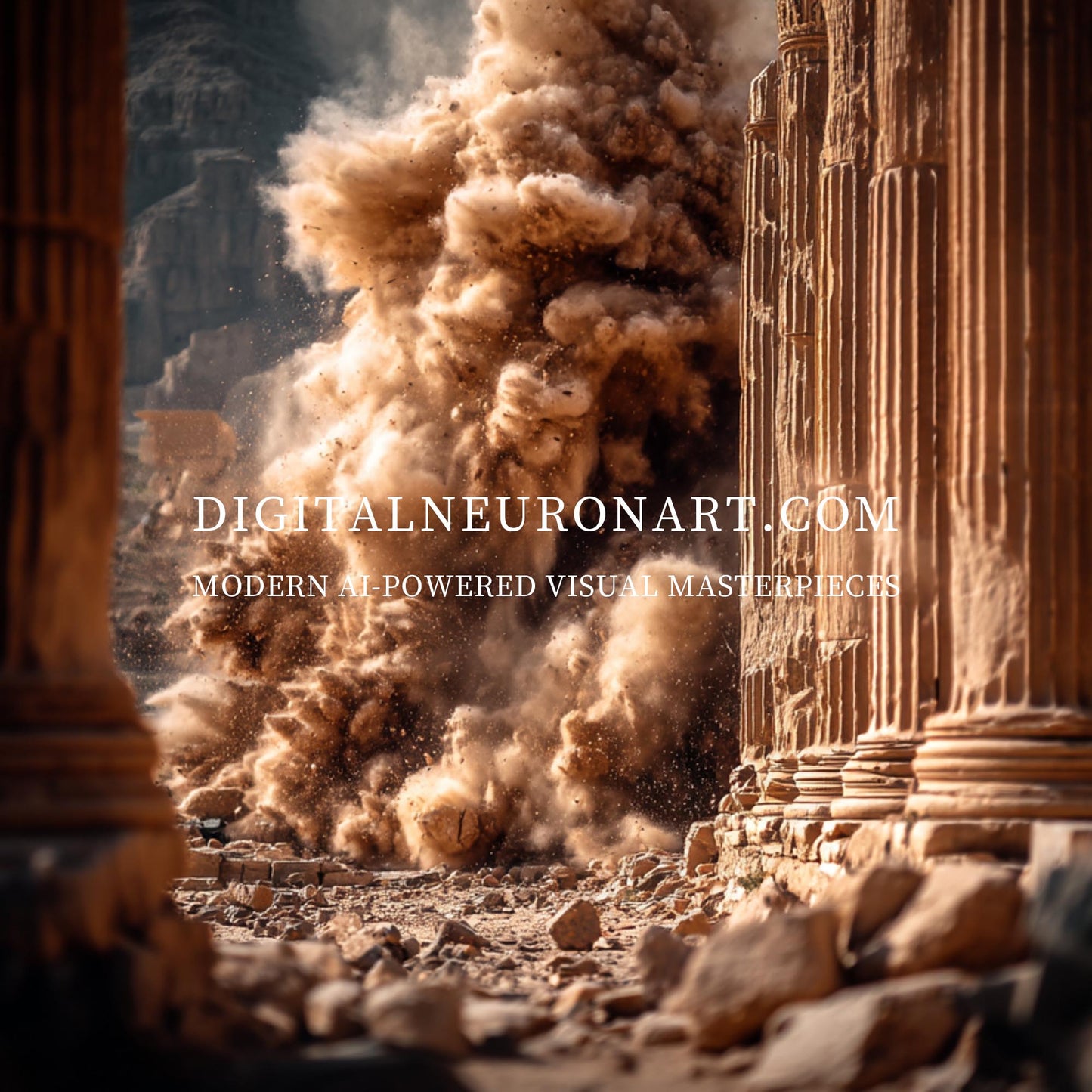 Ruins in Dust – Epic Digital Realism Artwork | Historical Collapse Wall Art Digital Download