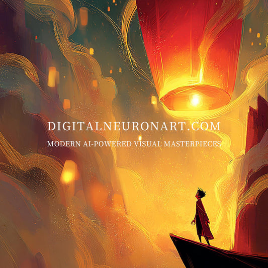 Lantern Dreams – Modern Fantasy Digital Wall Art | AI-Powered Illustration | Digital Download