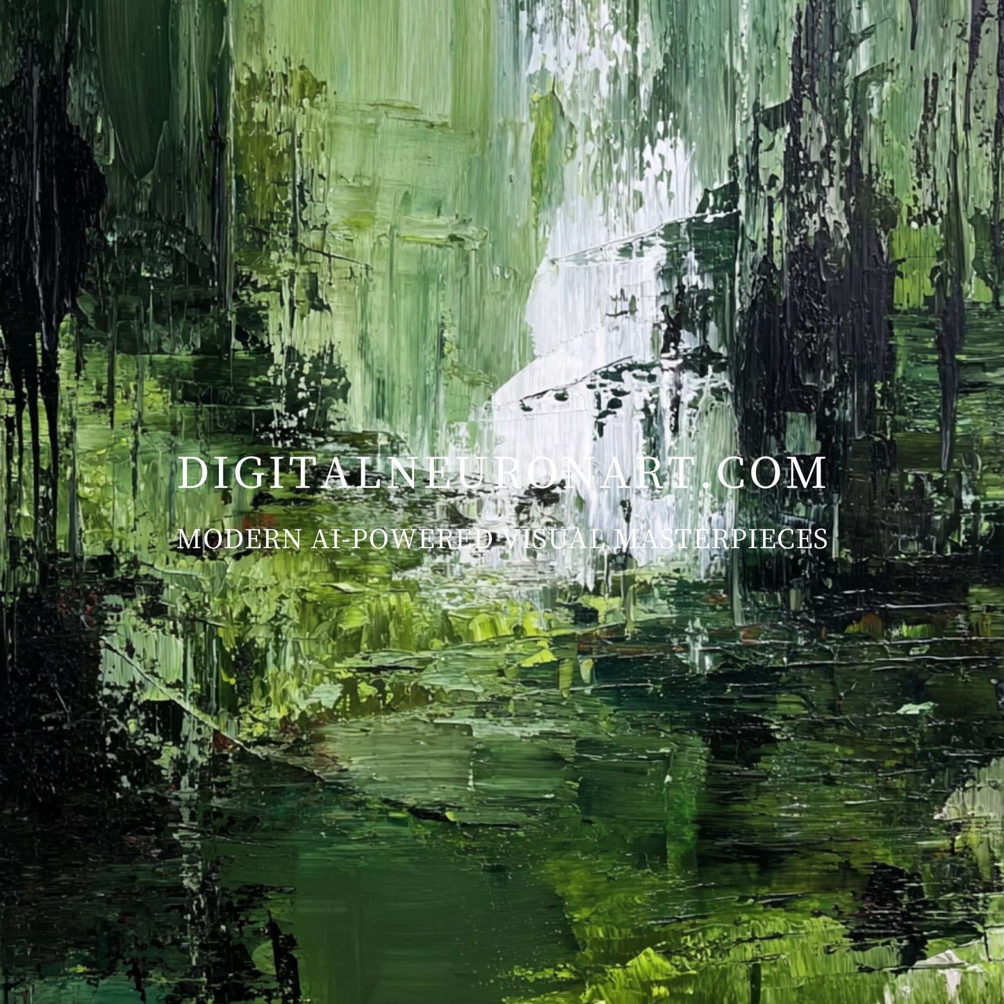 抽象绿色风景 – 数字下载现代艺术印刷品 | AI驱动的艺术
