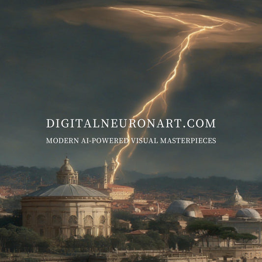 Divine Strike Over the Ancient City – Cinematic Lightning Fantasy Art | Digital Download