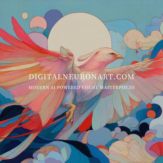 Rise of the Phoenix – Modern Fantasy Bird Illustration with Radiant Wings | Digital Download Wall Art