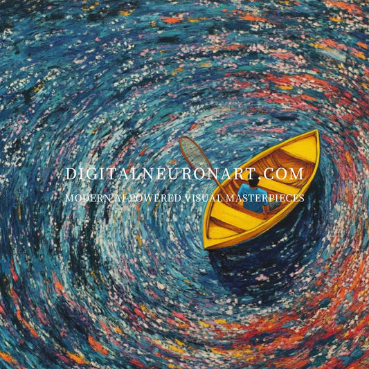 Into the Whirlpool – Modern Impressionist Boat and Water Painting | Digital Download Wall Art