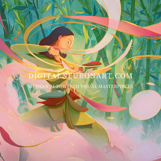 Warrior’s Grace – Modern Fantasy Illustration with Dynamic Energy | Digital Download Wall Art