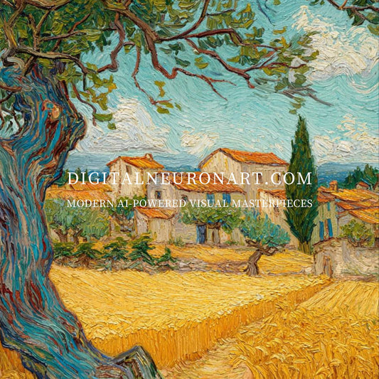 Provence Wheatfield – Van Gogh Style Impressionist Landscape | Digital Download Wall Art