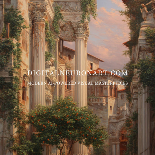 Ancient Courtyard – Classical Mediterranean Architecture Painting | Digital Download Wall Art