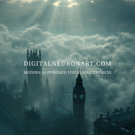 London Above the Clouds — Cinematic Foggy Skyline Art Print