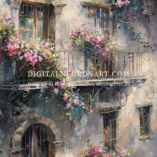 Impression of European Corners – Romantic Floral Street Scene | Digital Download | Printable Wall Art