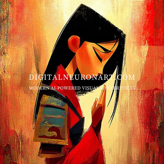 Crimson Contemplation – Emotional AI Digital Wall Art | Reflective Illustration | Instant Download