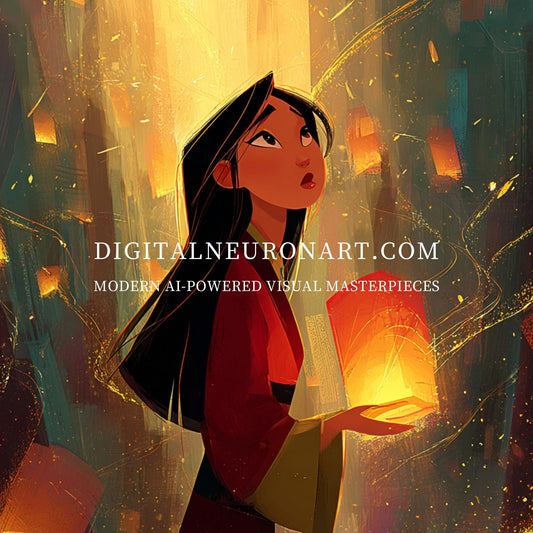 Lantern Wishes – Dreamy AI Digital Wall Art | Inspirational Illustration | Instant Download