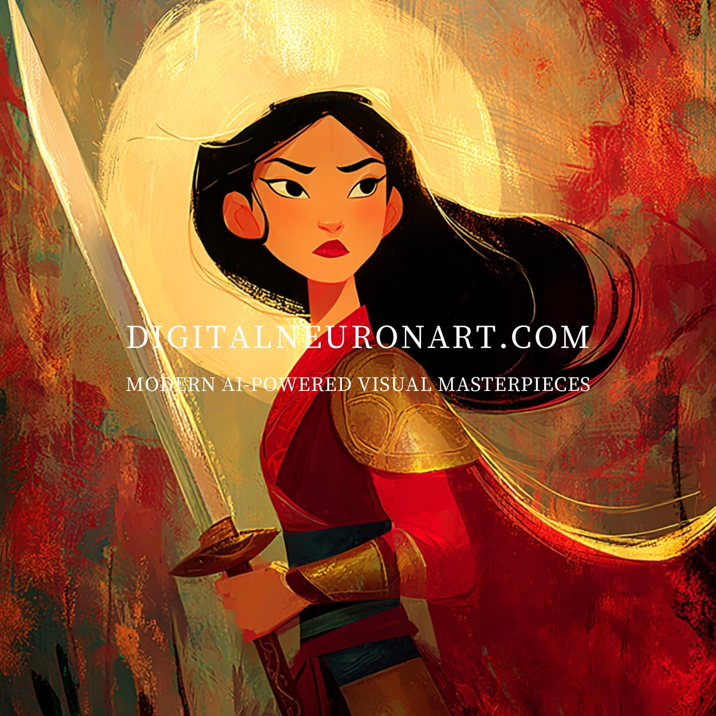 Warrior Spirit – Bold AI Digital Wall Art | Heroic Fantasy Illustration | Instant Download