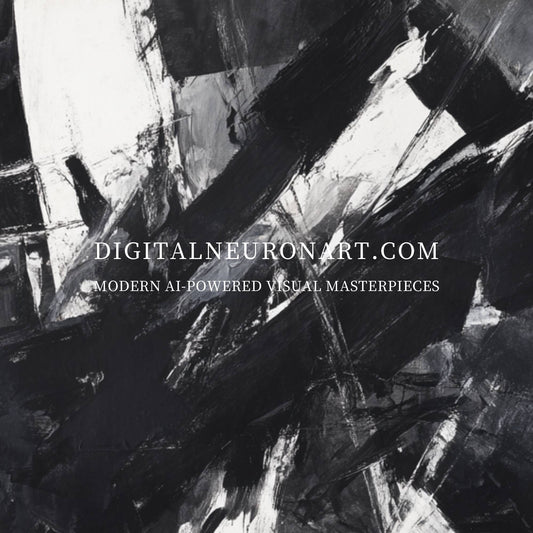 Monochrome Chaos – Modern Black and White Abstract Expressionist Painting | Digital Download Wall Art
