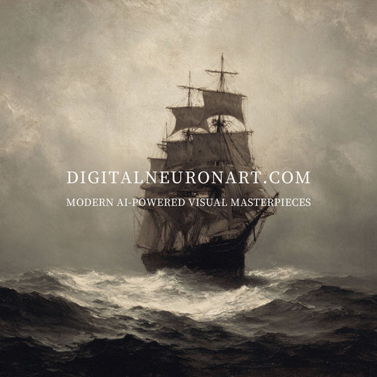 Into the Storm – Vintage Tall Ship at Sea | Digital Download | Printable Nautical Wall Art