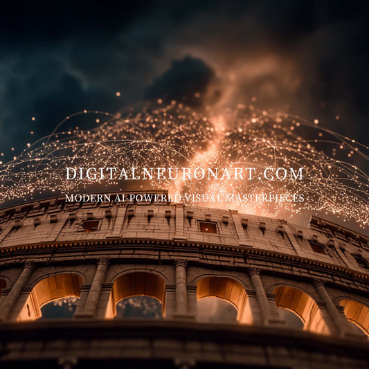 Colosseum in Flames – Epic Digital Fantasy Realism | Ancient Rome Wall Art Digital Download
