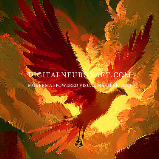 Rise of the Phoenix – Majestic AI Digital Wall Art | Mythical Fantasy Illustration | Instant Download