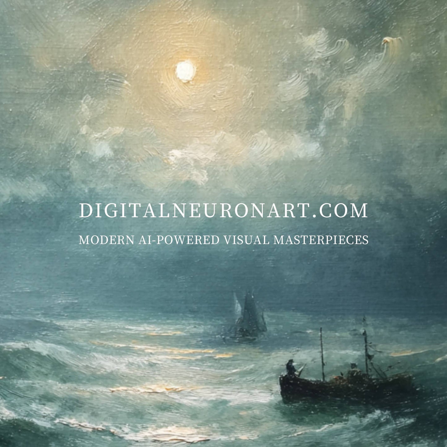 Moonlit Tempest – Dramatic Ocean Oil Painting | Digital Download Wall Art