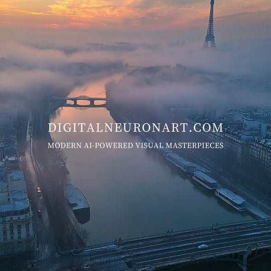 Dawn Over Paris — Cinematic Landscape Wall Art of Eiffel Tower in Morning Mist