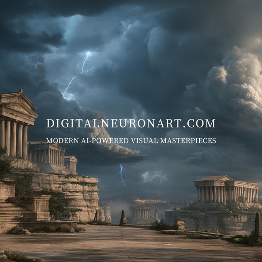 Echoes of Olympus – Epic Romantic Realism Digital Wall Art | Ancient Civilization Fantasy Landscape Download