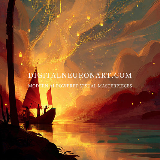 Celestial Drift – Dreamy Digital Wall Art | AI Fantasy Illustration | Instant Download