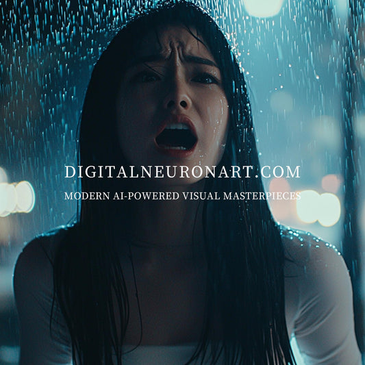Drenched in Emotion — Cinematic Rain Portrait Wall Art