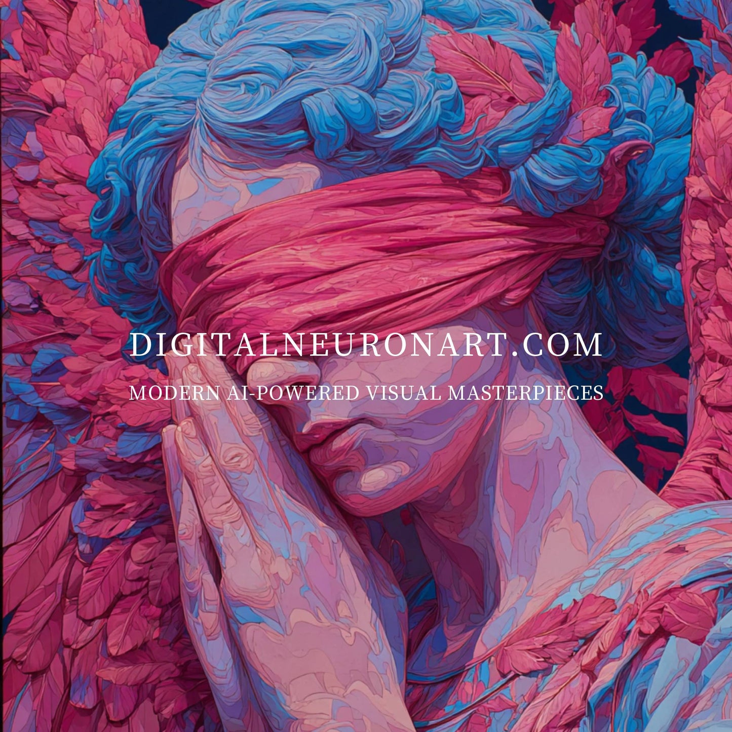 Veil of Silence – Surreal Blindfolded Angel Portrait | Digital Download Wall Art