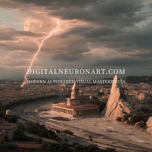 Lightning Over the Temple City – Cinematic Fantasy Landscape | Digital Download
