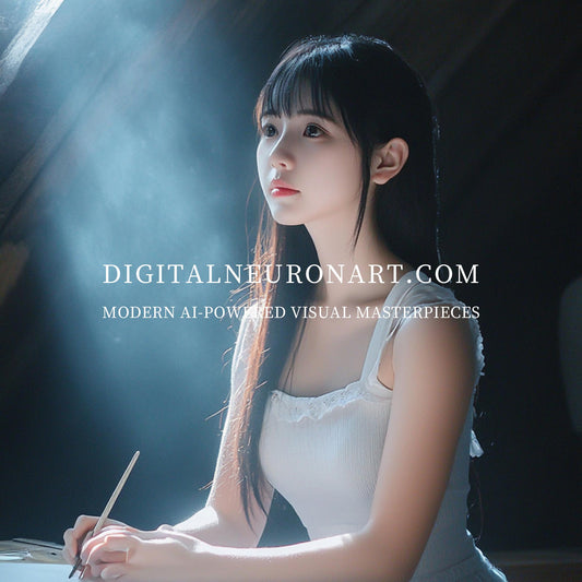 Silent Morning Light — Cinematic Portrait of a Girl Writing in Stillness
