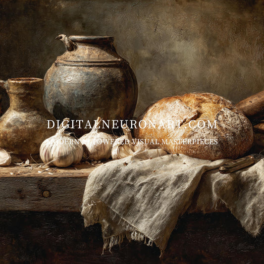 Rustic Kitchen Still Life Painting – High-Resolution Digital Download | Vintage Printable Wall Art