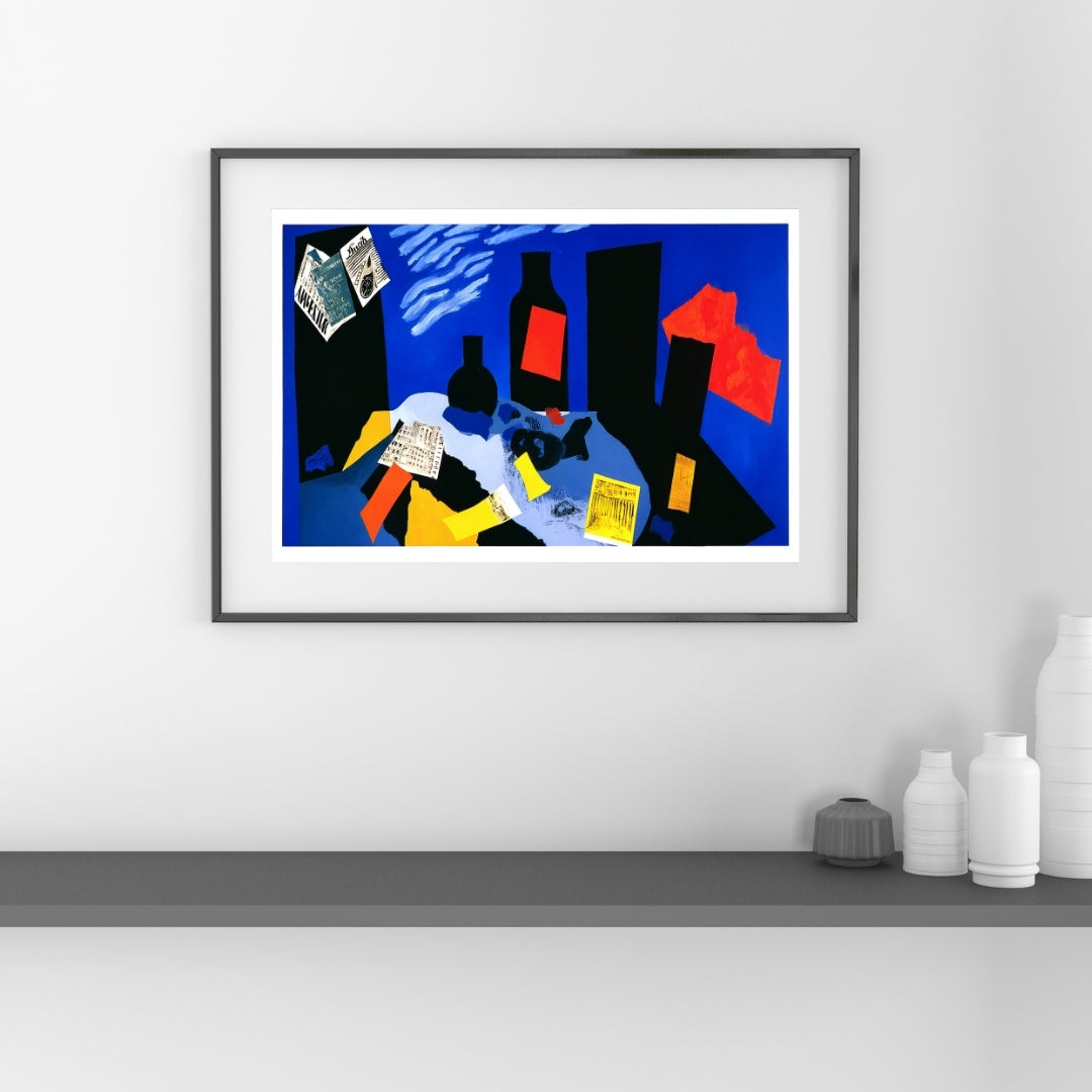 Midnight Still Life – Modern Abstract Collage Painting | Digital Download Wall Art