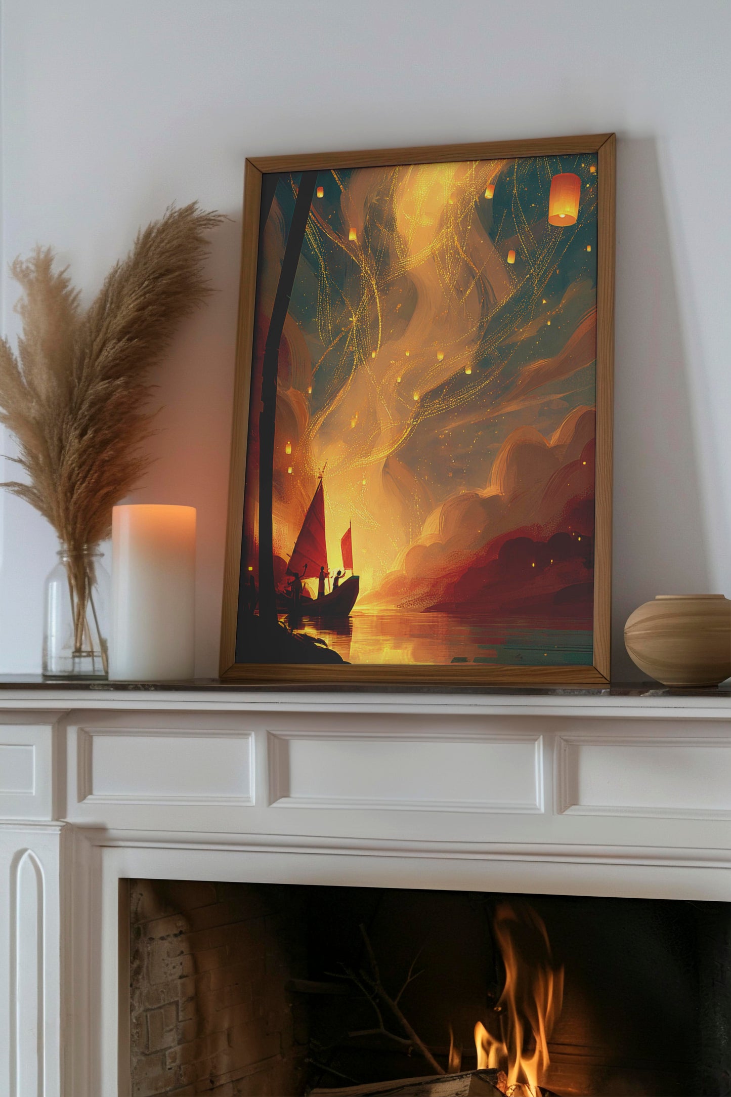 Celestial Drift – Dreamy Digital Wall Art | AI Fantasy Illustration | Instant Download