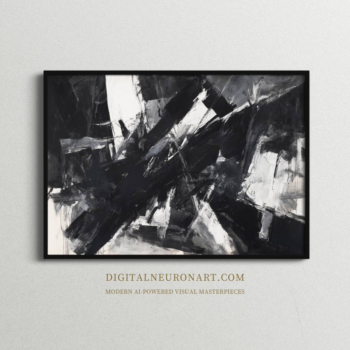 Monochrome Chaos – Modern Black and White Abstract Expressionist Painting | Digital Download Wall Art