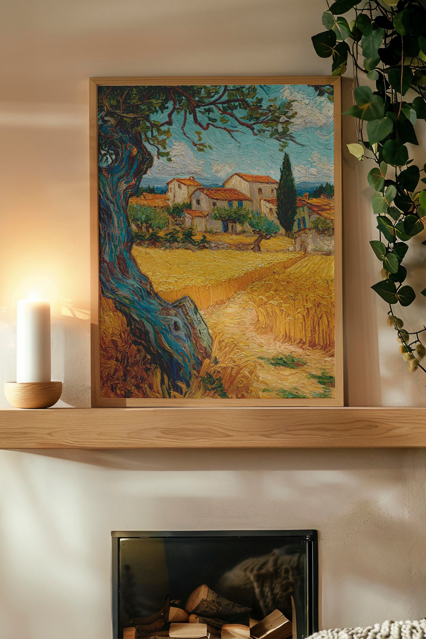 Provence Wheatfield – Van Gogh Style Impressionist Landscape | Digital Download Wall Art