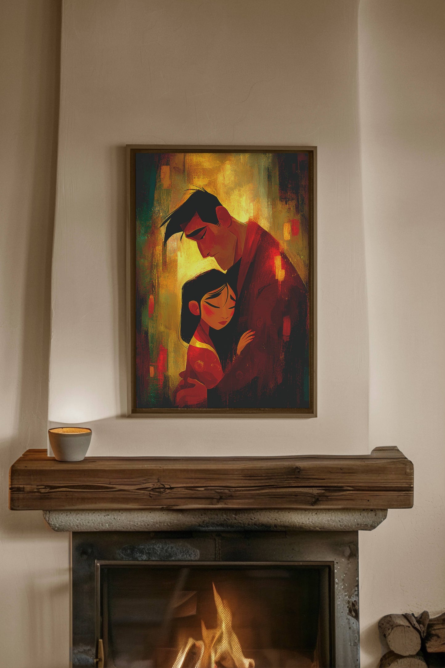 Eternal Embrace – Emotional AI Digital Wall Art | Family Love Illustration | Instant Download