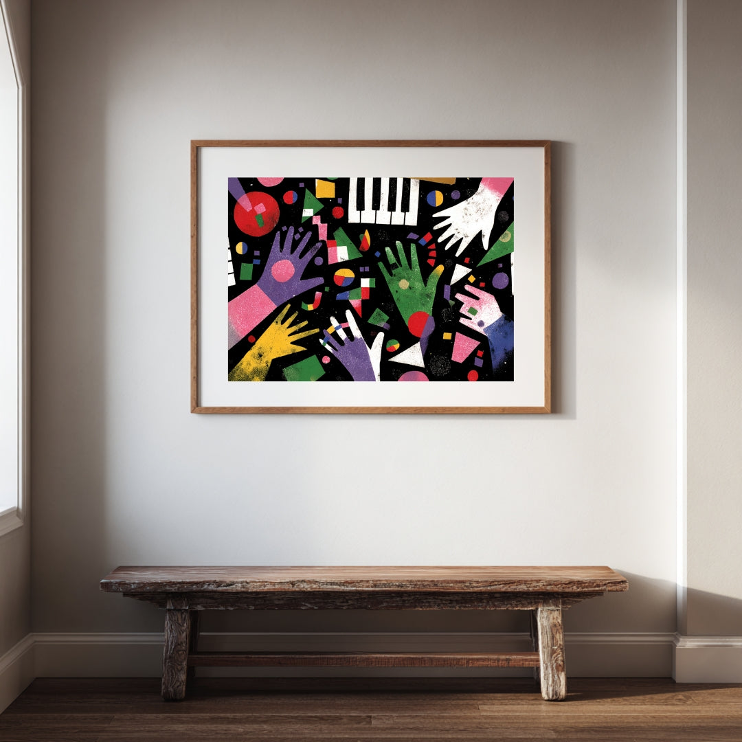 Hands in Harmony – Modern Abstract Musical Painting | Digital Download Wall Art