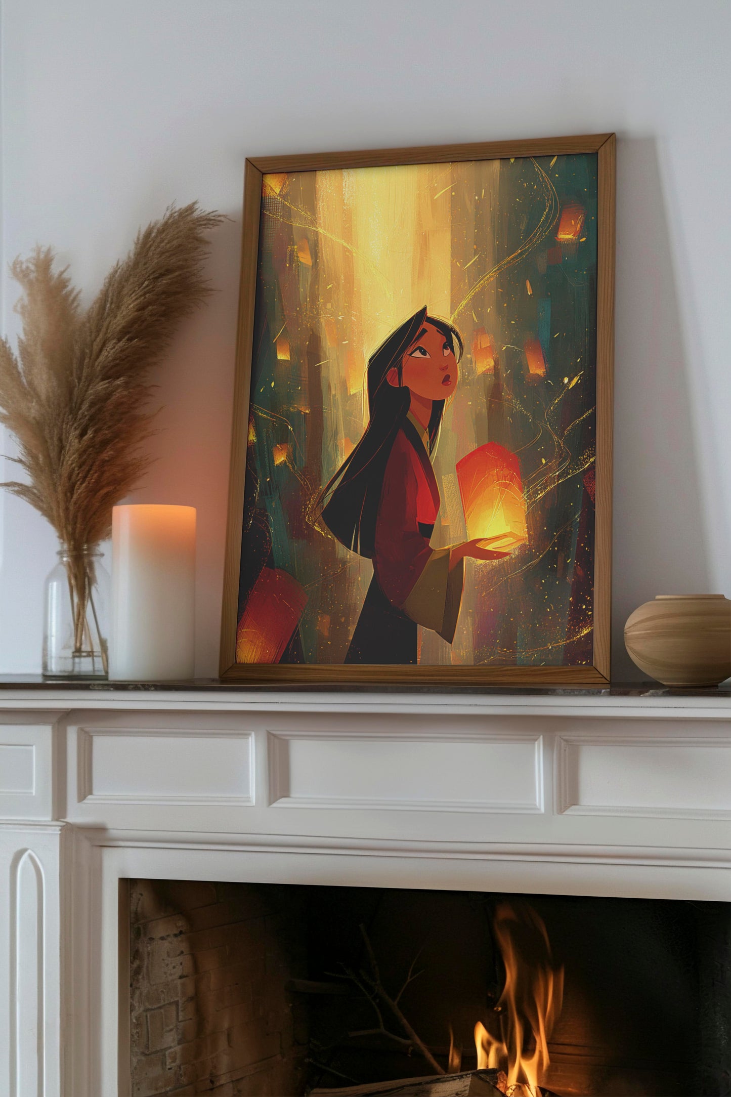 Lantern Wishes – Dreamy AI Digital Wall Art | Inspirational Illustration | Instant Download