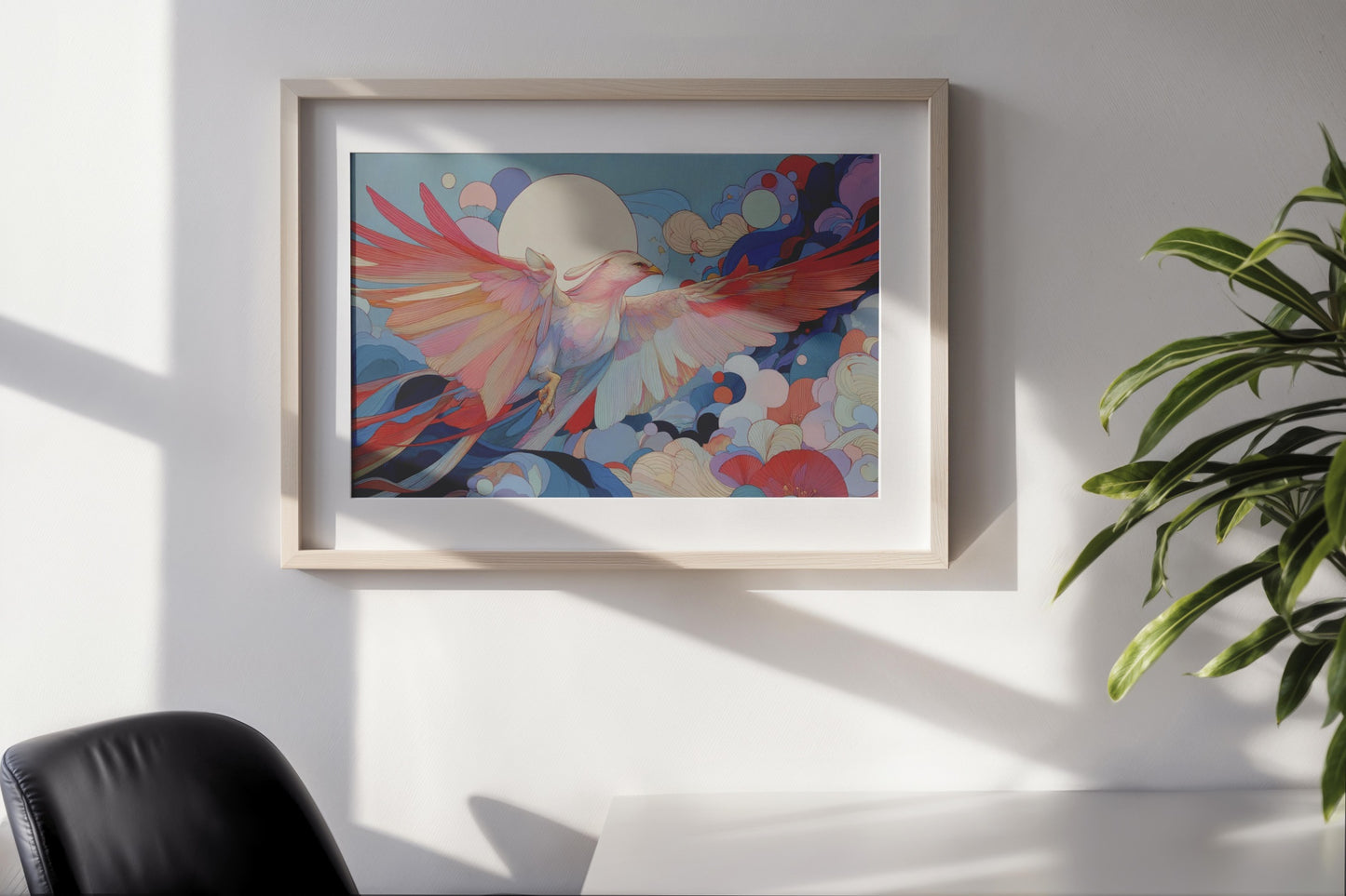 Rise of the Phoenix – Modern Fantasy Bird Illustration with Radiant Wings | Digital Download Wall Art